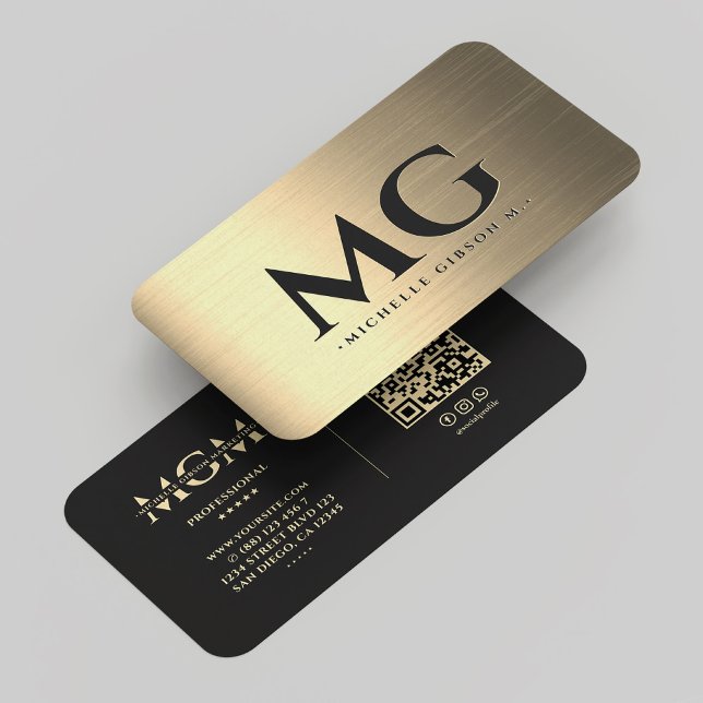 Marketing Black Faux Gold Monogram Elegant Modern Business Card (Marketing Black Gold Monogram Elegant Modern Business Card
)