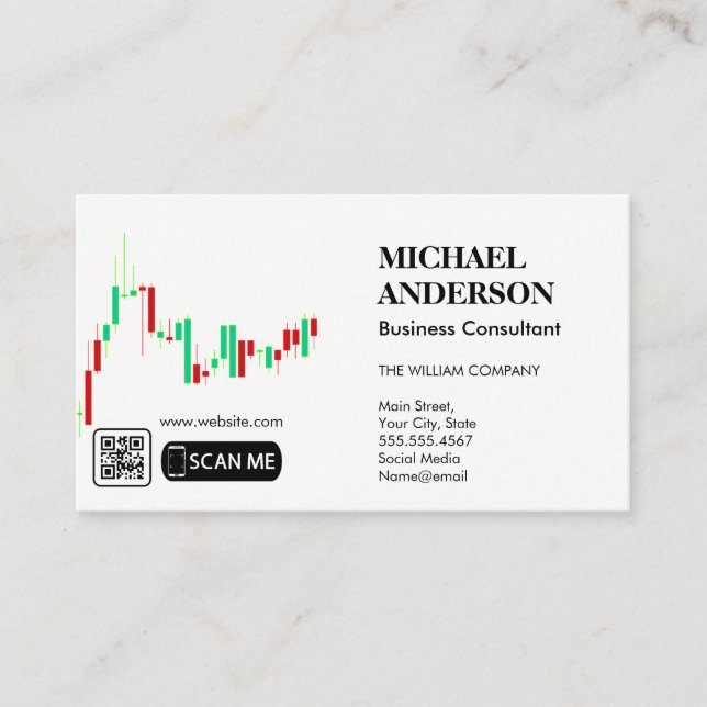 Marketing Consulting | Graph Data Chart | QR Code Business Card (Front)