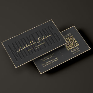 Marketing Professional Elegant Black Faux Gold Business Card