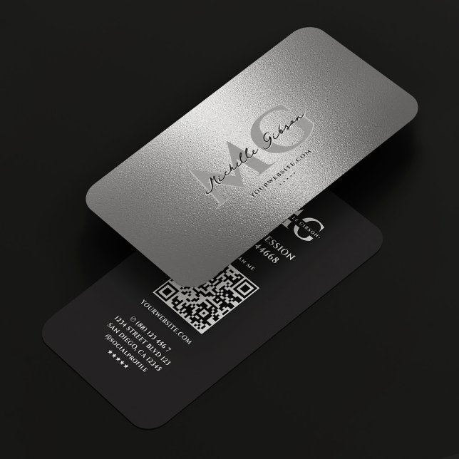 Marketing Professional Silver Black Modern  Business Card (Marketing Professional Silver Black Modern Business Card
)