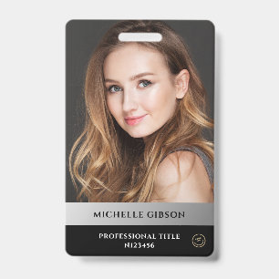 Marketing Professional Silver Black Photo ID Badge