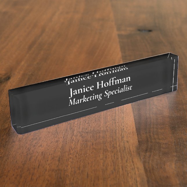 Marketing Specialist Black Acrylic Nameplate (Side)
