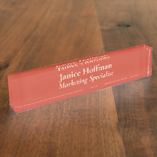 Marketing Specialist Orange Acrylic Nameplate