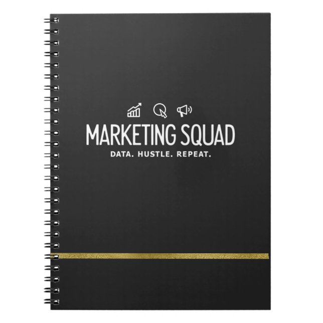 Marketing Squad – Data. Hustle. Repeat. Notebook (Front)
