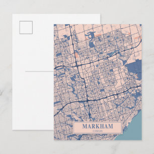 Markham Canada Breezy City Map Travel Postcard