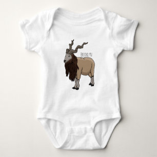 Markhor goat cartoon illustration baby bodysuit