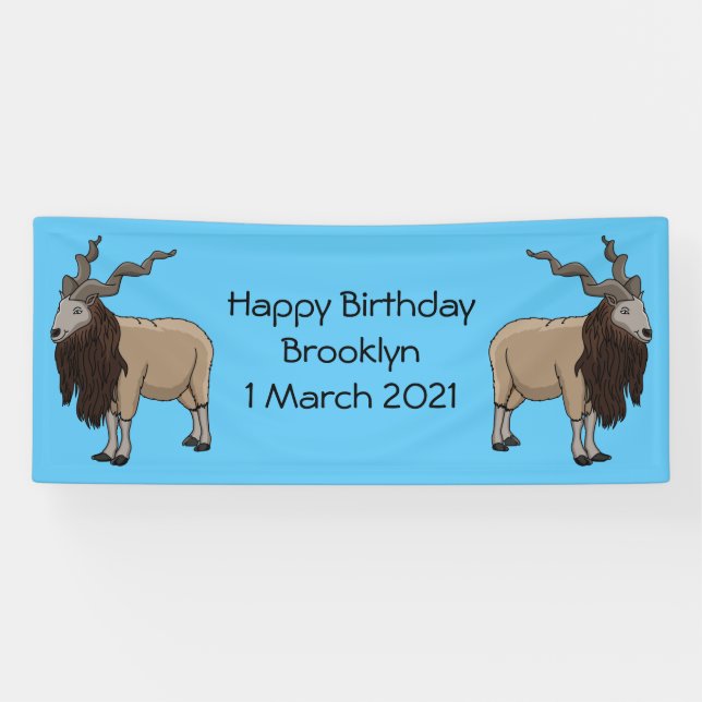 Markhor goat cartoon illustration  banner (Horizontal)