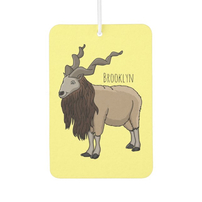 Markhor goat cartoon illustration  car air freshener (Front)