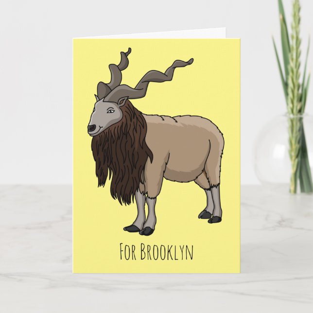 Markhor goat cartoon illustration  card (Front)