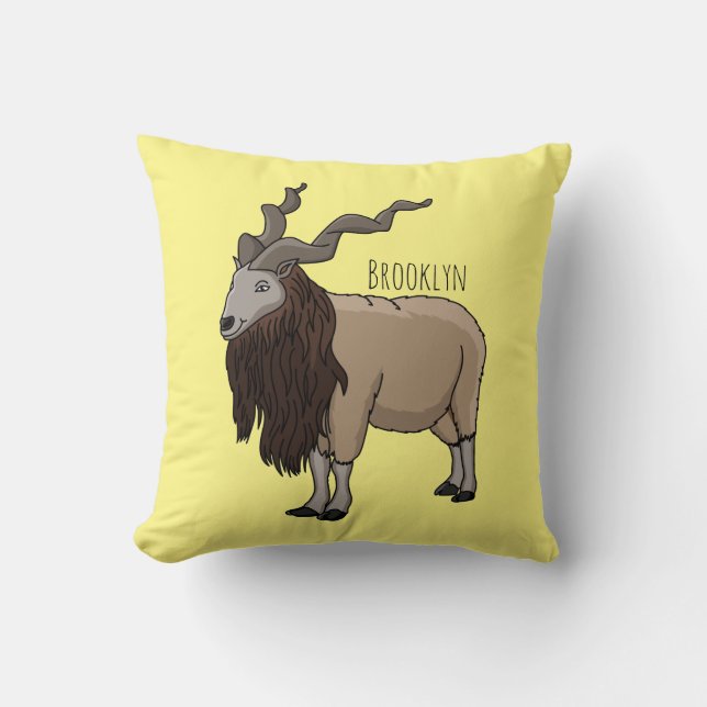 Markhor goat cartoon illustration cushion (Front)