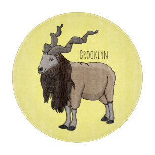 Markhor goat cartoon illustration cutting board