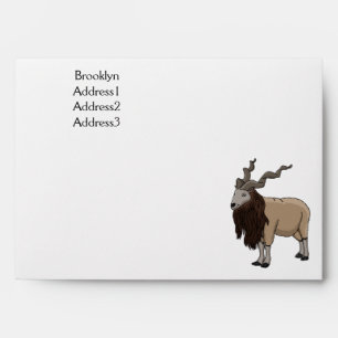 Markhor goat cartoon illustration envelope