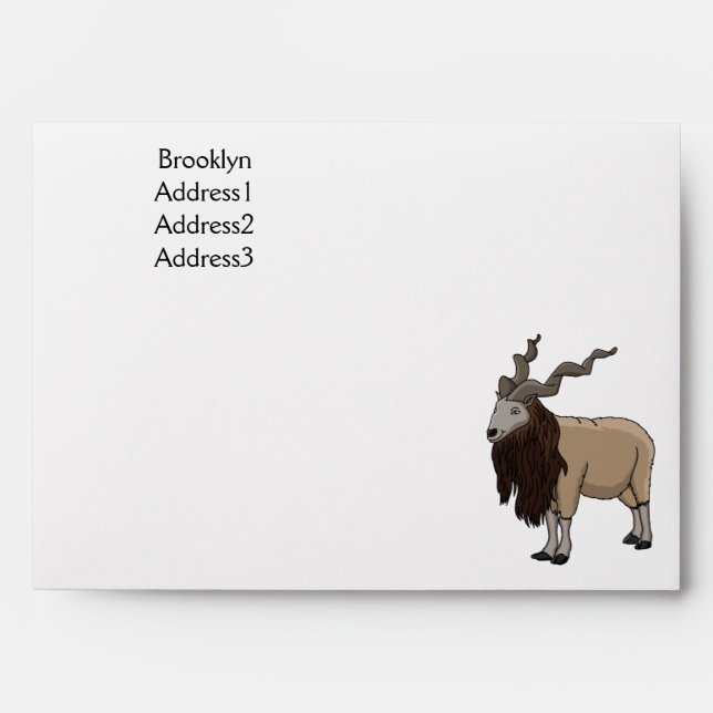 Markhor goat cartoon illustration  envelope (Front)