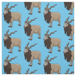 Markhor goat cartoon illustration  fabric