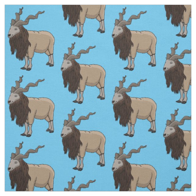 Markhor goat cartoon illustration  fabric (Swatch)