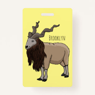 Markhor goat cartoon illustration ID badge
