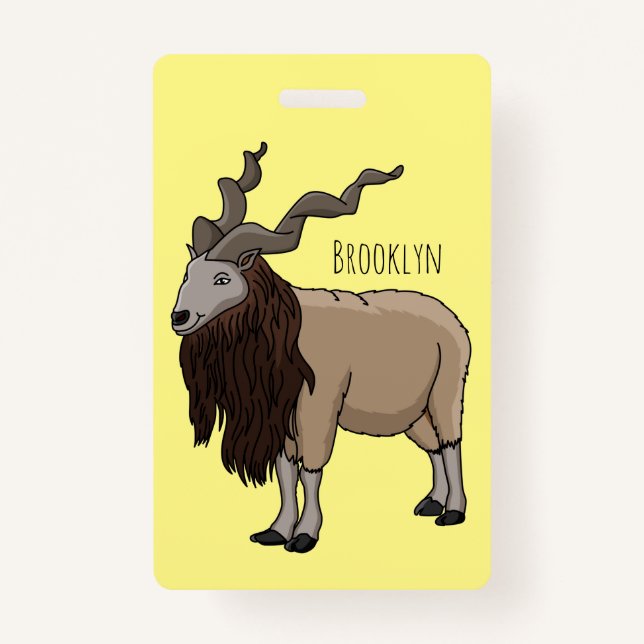 Markhor goat cartoon illustration ID badge (Front)
