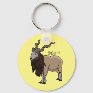 Markhor goat cartoon illustration key ring