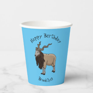 Markhor goat cartoon illustration paper cups
