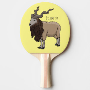 Markhor goat cartoon illustration ping pong paddle