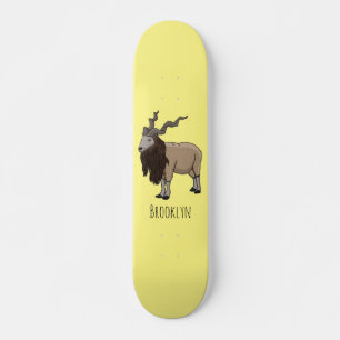 Markhor goat cartoon illustration skateboard
