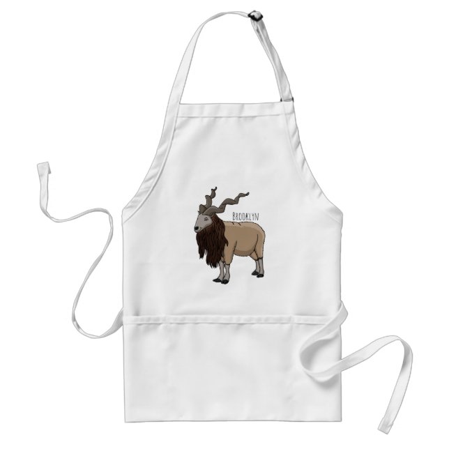 Markhor goat cartoon illustration standard apron (Front)