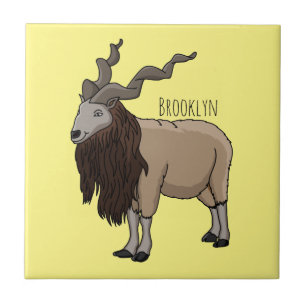 Markhor goat cartoon illustration tile
