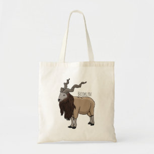 Markhor goat cartoon illustration tote bag