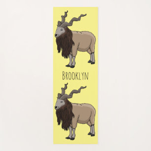 Markhor goat cartoon illustration yoga mat