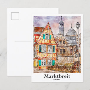 Marktbreit Germany Travel Watercolor Hand Drawn Postcard