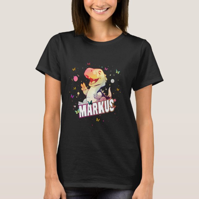 MARKUS - Cute Boy Name with cute Dinosaur T-Shirt (Front)