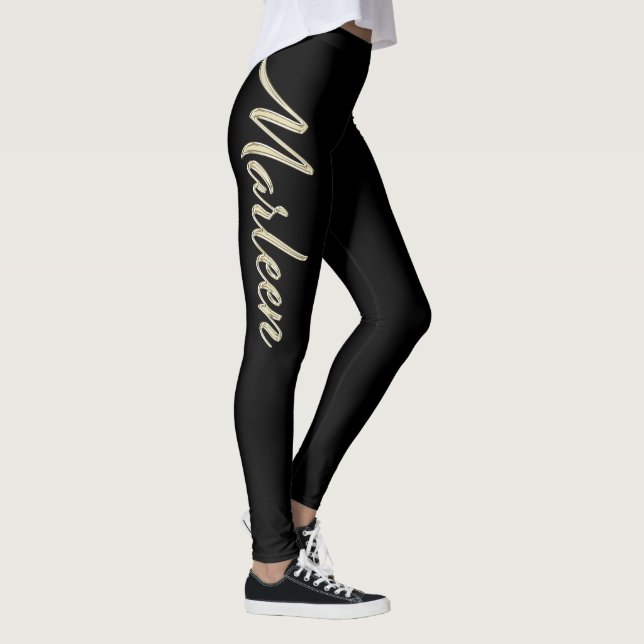 Marleen white gold Handwriting trousers Leggings (Right)