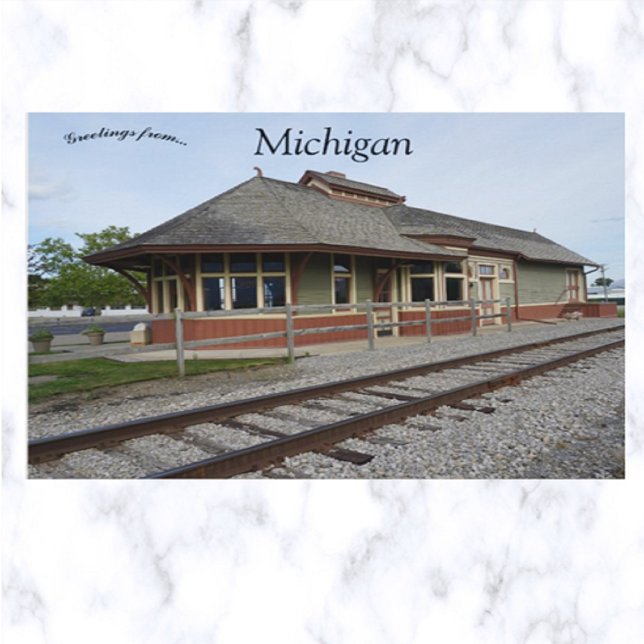 Marlette Train Depot Michigan USA Postcard (Creator Uploaded)