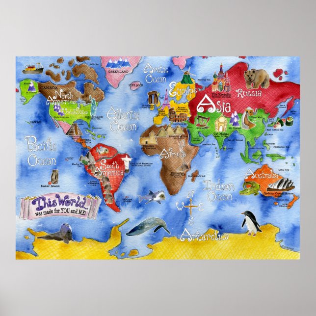 Marley Ungaro's "THIS WORLD..." children's map Poster (Front)