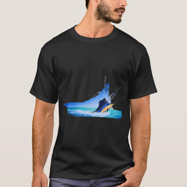 marlin boat silhouette T-Shirt (Front)