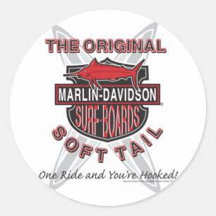 Marlin Davidsons Surf Boards Classic Round Sticker