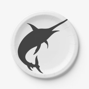 Marlin fish silhouette - Choose background color Paper Plate