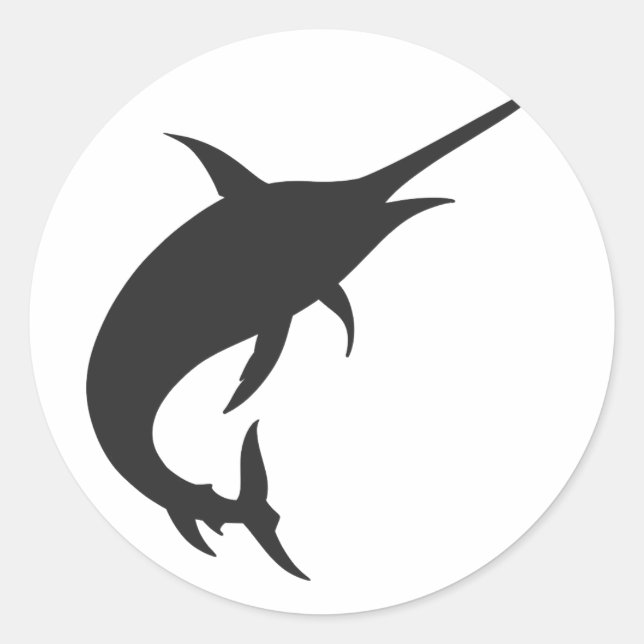 Marlin fish silhouette - Choose background colour Classic Round Sticker (Front)