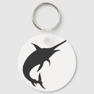 Marlin fish silhouette - Choose background colour Key Ring