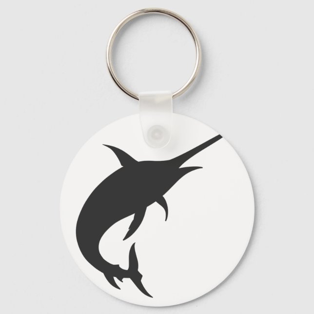 Marlin fish silhouette - Choose background colour Key Ring (Front)