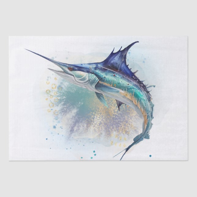 Marlin Fish Watercolor Tissue Paper (Front)