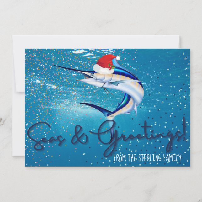 Marlin Fishing Holiday Card (Front)