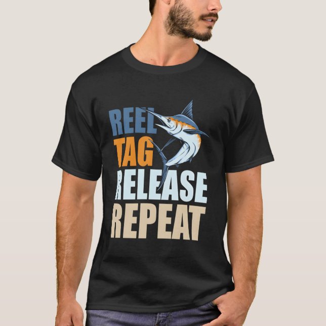 Marlin Fishing Tag Release Protection Conservation T-Shirt (Front)