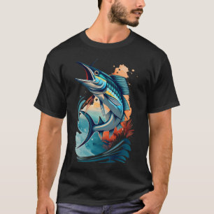 Marlin leaping above ocean waves T-Shirt