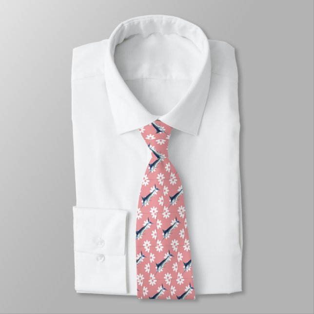 Marlin on Pink floral Tie (Tied)