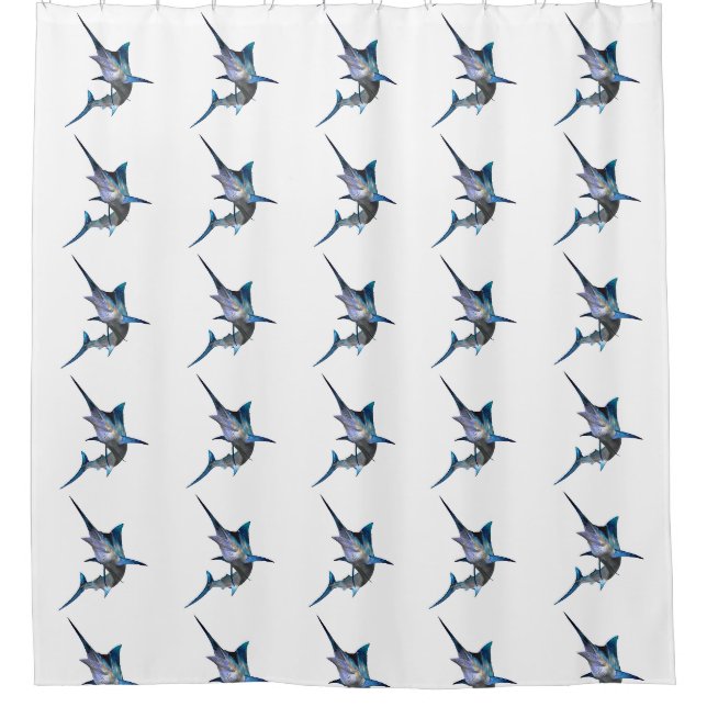 Marlin Profile Shower Curtain (Front)