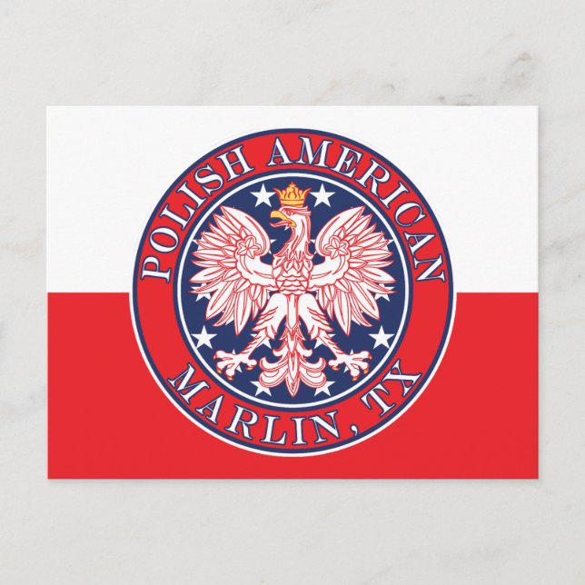 Marlin Texas Polish American Eagle Postcard (Front)