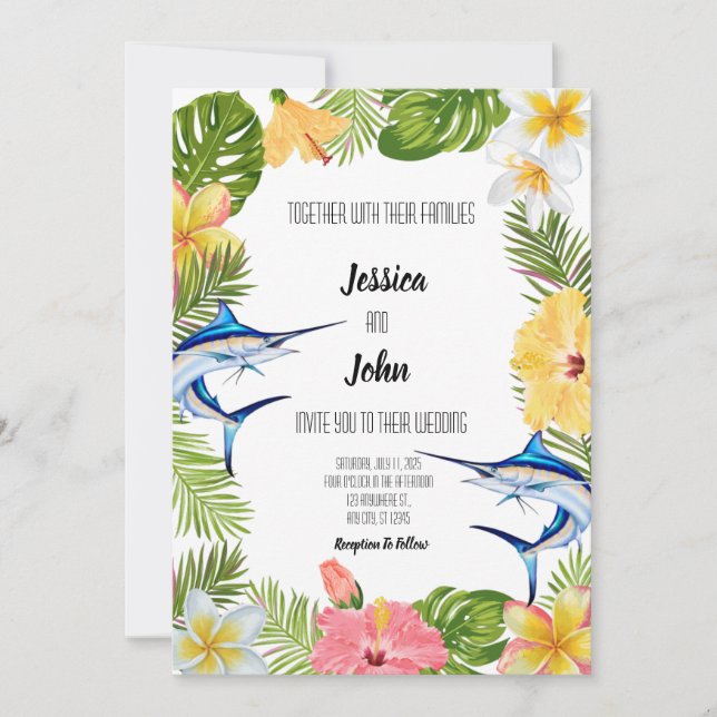 Marlin Tropical Wedding Invitation (Front)