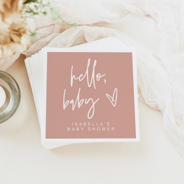 MARLO Bohemian Blush Hello Baby Shower Napkins (Creator Uploaded)