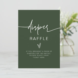 MARLO Bohemian Forest Green Diaper Raffle Sign Invitation